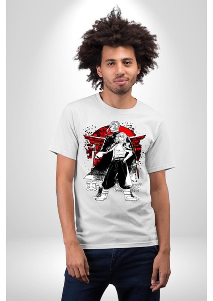 Tokyo Ravengers Japon Anime Kadın Erkek Ön Baskılı Beyaz Pamuklu Tişört Penye Klasik fırsatları