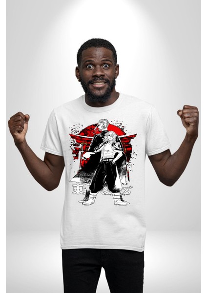 Tokyo Ravengers Japon Anime Kadın Erkek Ön Baskılı Beyaz Pamuklu Tişört Penye Klasik indirimleri