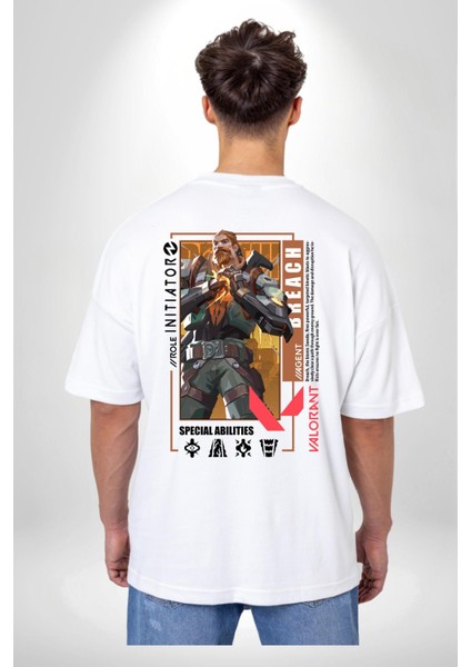 Breach Öncü Karakter Kadın Erkek Ön Minimal Sırt Baskılı Beyaz Pamuklu Tişört fiyatları