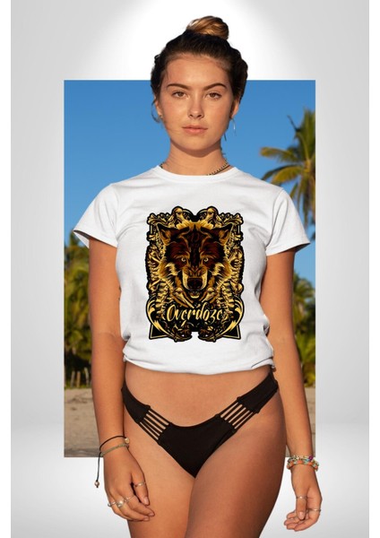 Overdoze Kurt Kemik Kadın Erkek Ön Baskılı Beyaz Pamuklu Tişört Penye Klasik modelleri