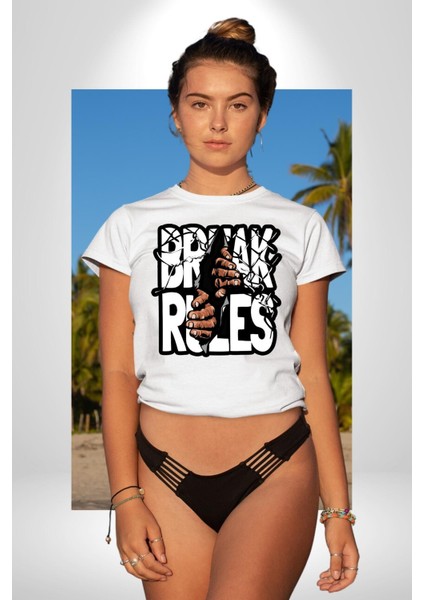 Kuralları Boz Düzene Karşı Çık Kadın Erkek Ön Baskılı Beyaz Pamuklu Tişört Penye Klasik fiyatları