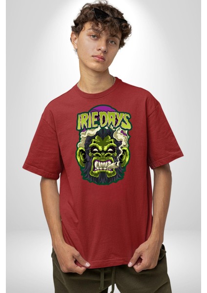 Zombi Dehşet Günleri Kadın Erkek Ön Baskılı Kırmızı Pamuklu Tişört Penye Klasik indirimleri