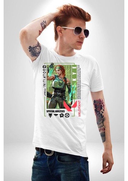 Skye Öncü Karakter Kadın Erkek Ön Baskılı Beyaz Pamuklu Tişört Penye Klasik fırsatları