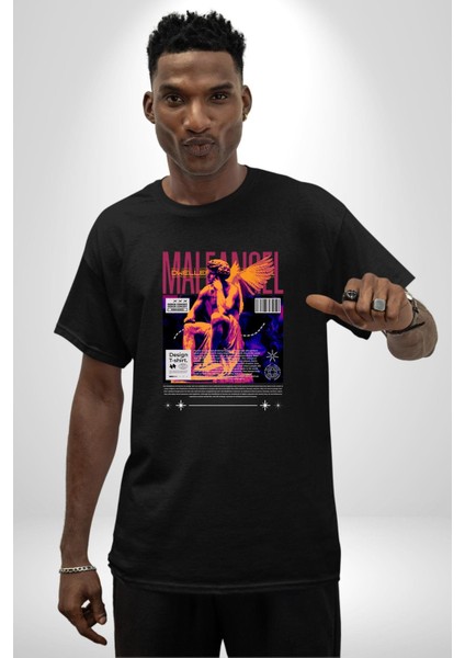 Yunan Tanrısı Heykel Sokak Tarzı Kadın Erkek Ön Baskılı Siyah Pamuklu Tişört Penye Klasik modelleri