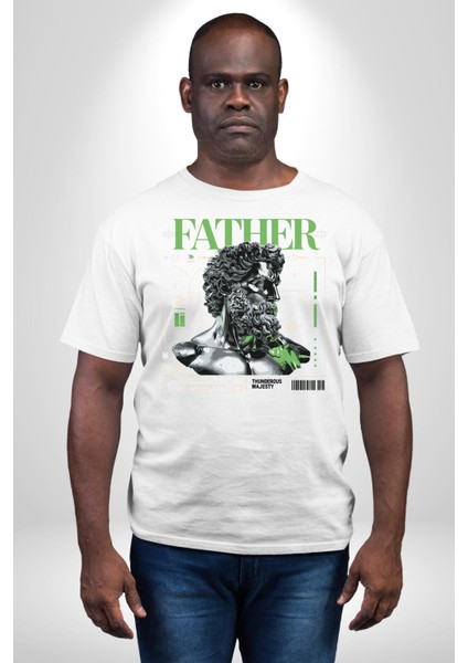 Yunan Tanrısı Poseidon Deniz Baba Kadın Erkek Ön Baskılı Beyaz Pamuklu Tişört Penye Klasik fiyatları