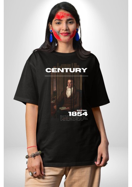 Yüzyıl Aristokrat Adam Kadın Erkek Ön Baskılı Siyah Pamuklu Tişört Penye Klasik fiyatları