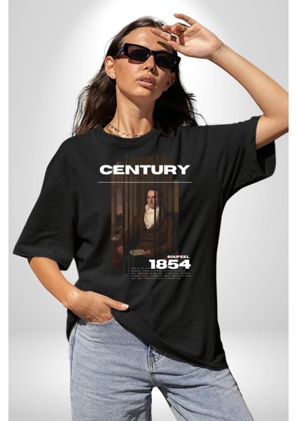 Yüzyıl Aristokrat Adam Kadın Erkek Ön Baskılı Siyah Pamuklu Tişört Penye Klasik modelleri