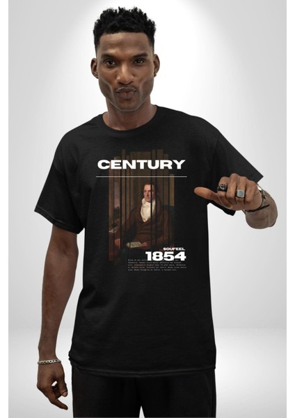 Yüzyıl Aristokrat Adam Kadın Erkek Ön Baskılı Siyah Pamuklu Tişört Penye Klasik indirimleri