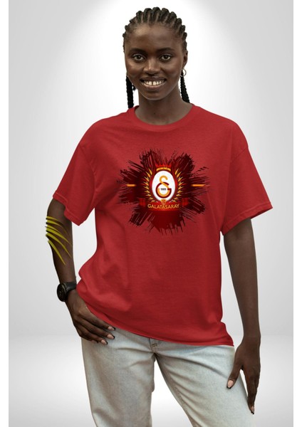 Karanlık Kurukafalar Dark Vibe Kadın Erkek Ön Baskılı Kırmızı Pamuklu Tişört Penye Klasik indirimleri