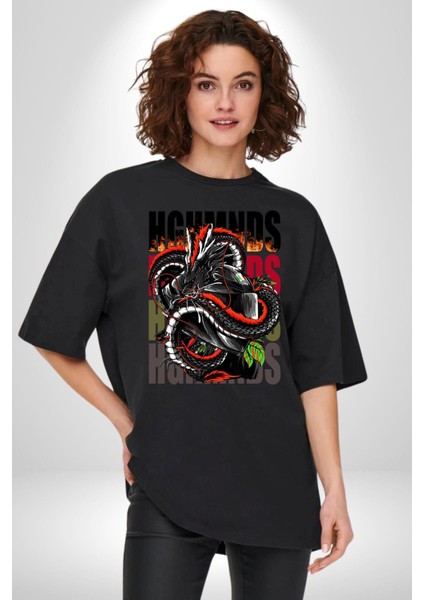 Italyan Motoru ve Ejderha Kadın Erkek Ön Baskılı Siyah Pamuklu Tişört Penye Klasik fiyatları