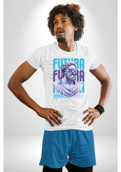 Gelecek Partici Poseidon Yunan Tanrısı Kadın Erkek Ön Baskılı Beyaz Pamuklu Tişört Penye Klasik indirimleri