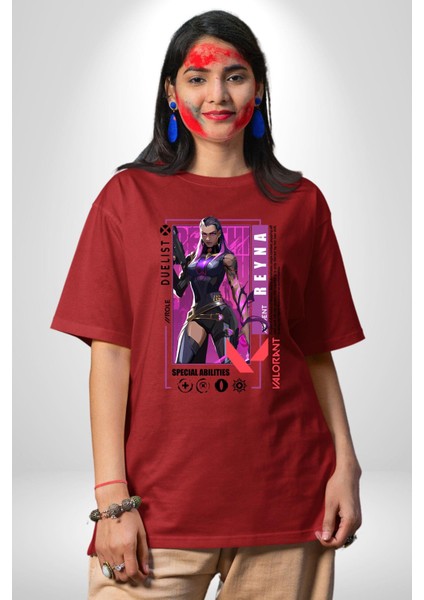 Reyna Düellocu Karakter Kadın Erkek Ön Baskılı Kırmızı Pamuklu Tişört Penye Klasik fiyatları