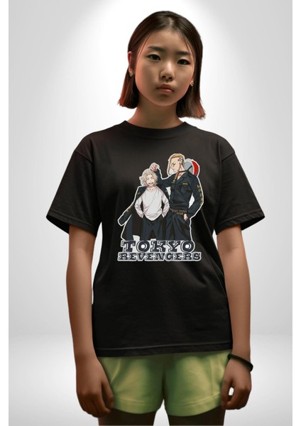 Tokyo Revengers Anime Kadın Erkek Ön Baskılı Siyah Pamuklu Tişört Penye Klasik fırsatları