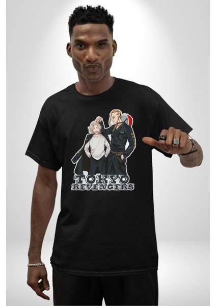 Tokyo Revengers Anime Kadın Erkek Ön Baskılı Siyah Pamuklu Tişört Penye Klasik indirimleri