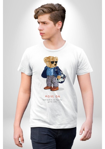 Tatlı Oyuncak Ayı Iş Adamı Amerikalı Kadın Erkek Ön Baskılı Beyaz Pamuklu Tişört Penye Klasik modelleri