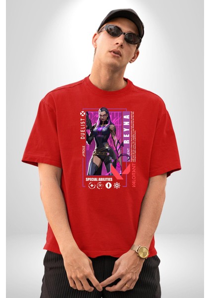 Reyna Düellocu Karakter Kadın Erkek Ön Baskılı Kırmızı Pamuklu Tişört Penye Klasik fiyatları