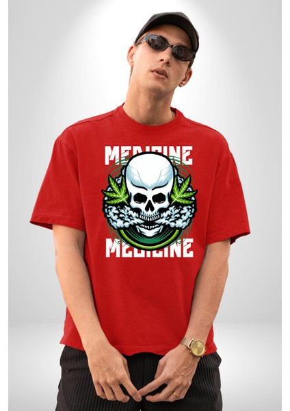 Ölü Cadılar Bayramı Kurukafa Kadın Erkek Ön Baskılı Kırmızı Pamuklu Tişört Penye Klasik fiyatları