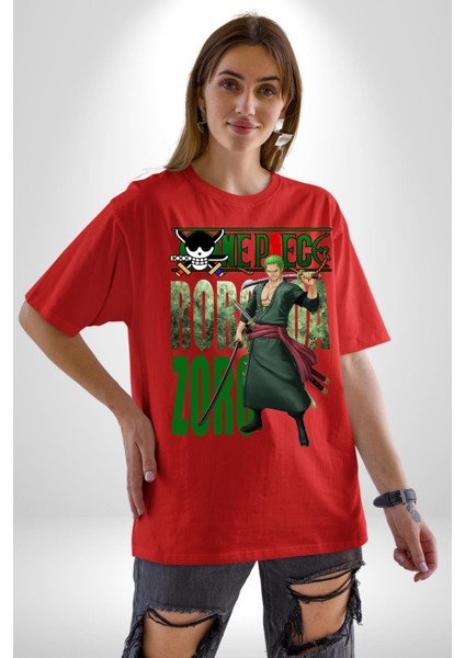 Erteleyen Pembe Stitch Kadın Erkek Ön Baskılı Kırmızı Pamuklu Tişört Penye Klasik