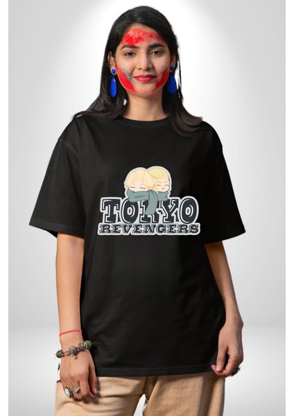 Tokyo Revengers Anime Karakterleri Kadın Erkek Ön Baskılı Siyah Pamuklu Tişört Penye Klasik fırsatları