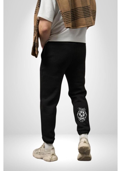 Tribal Gear Logo Rahat Siyah Dijital Baskılı Kadın Erkek Eşofman Altı