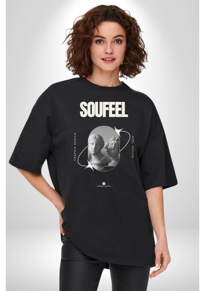 Modern Grafik Dizayn Heykeller Kadın Erkek Ön Baskılı Siyah Pamuklu Tişört Penye Klasik fırsatları