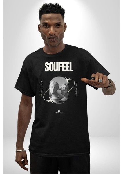 Modern Grafik Dizayn Heykeller Kadın Erkek Ön Baskılı Siyah Pamuklu Tişört Penye Klasik indirimleri