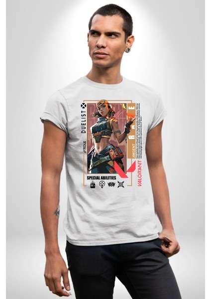 Raze Düellocu Karakter Kadın Erkek Ön Baskılı Beyaz Pamuklu Tişört Penye Klasik fiyatları