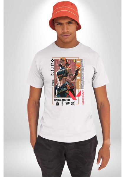 Raze Düellocu Karakter Kadın Erkek Ön Baskılı Beyaz Pamuklu Tişört Penye Klasik fırsatları