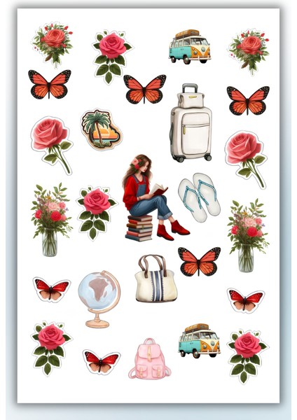 Seyahat Temalı 3 Lü Set Sticker Planner Ajanda Bullet Journal Için Uygun Set modelleri