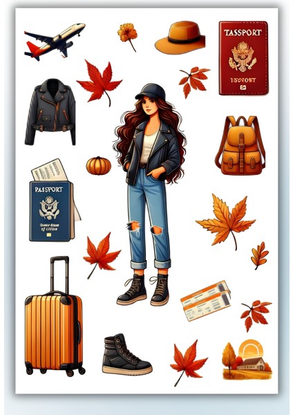 Seyahat Temalı 3 Lü Set Sticker Planner Ajanda Bullet Journal Için Uygun Set indirimleri