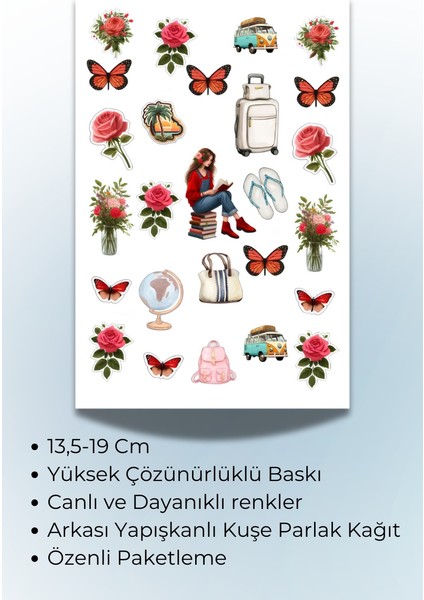 Seyahat Temalı 3 Lü Set Sticker Planner Ajanda Bullet Journal Için Uygun Set fiyatları