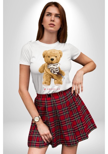 Iskelet Adam Oyuncak Tatlı Ayı Kadın Erkek Ön Baskılı Beyaz Pamuklu Tişört Penye Klasik fiyatları