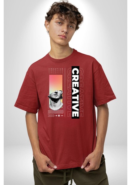 Yaratıcı Yunan Heykeli Kadın Erkek Ön Baskılı Kırmızı Pamuklu Tişört Penye Klasik fiyatları