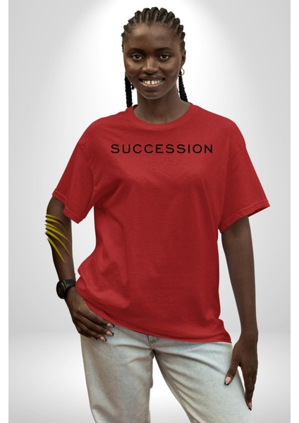 Veraset Klas Font Yazı Kadın Erkek Ön Baskılı Kırmızı Pamuklu Tişört Penye Klasik fırsatları