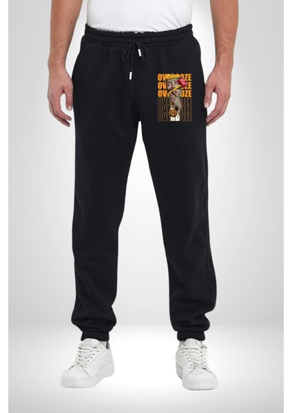 Overdoze Kadın Gül Dövme Cool Sıkıntı ve Isyan Rahat Siyah Dijital Baskılı Kadın Erkek Eşofman Altı