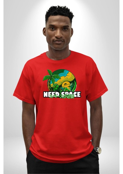 Uzaya Ihtiyaç Var Uzaylı Kadın Erkek Ön Baskılı Kırmızı Pamuklu Tişört Penye Klasik fiyatları