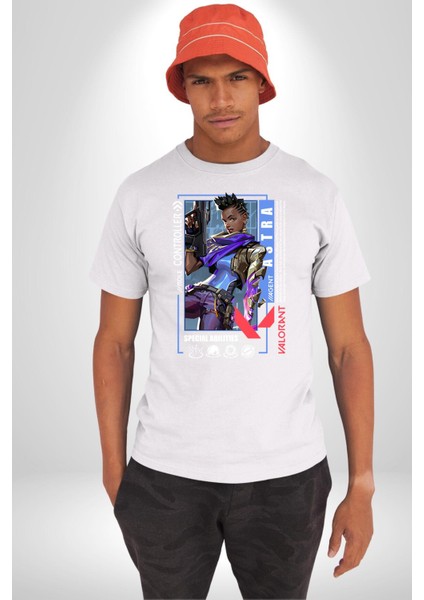 Astra Smoker Karakter Kadın Erkek Ön Baskılı Beyaz Pamuklu Tişört Penye Klasik fiyatları