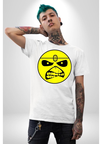 Korkutucu Yüz Ifadeli Seri Katil Kadın Erkek Ön Baskılı Beyaz Pamuklu Tişört Penye Klasik modelleri