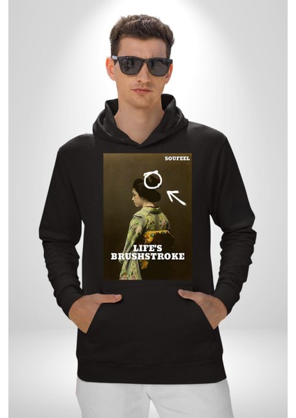 Doğal Yaşam King Kong Savaşçı Kadın Erkek Baskılı Üç Iplik Siyah Kapüşonlu Hodie Sweatshirt