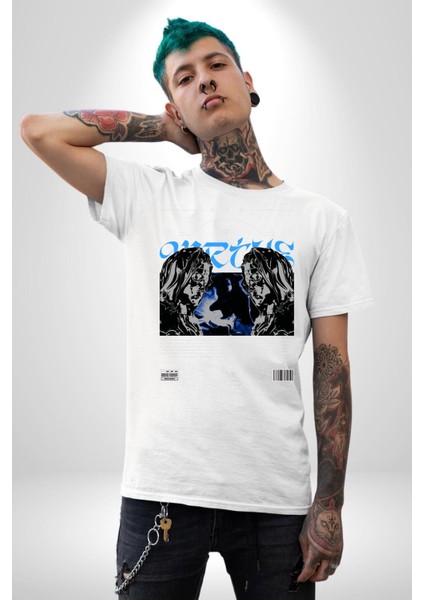 Uzay Karakteri Sokak Tarzı Kadın Erkek Ön Baskılı Beyaz Pamuklu Tişört Penye Klasik