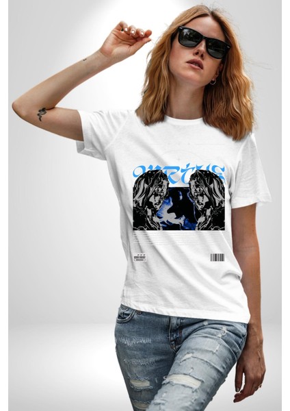 Uzay Karakteri Sokak Tarzı Kadın Erkek Ön Baskılı Beyaz Pamuklu Tişört Penye Klasik fiyatları