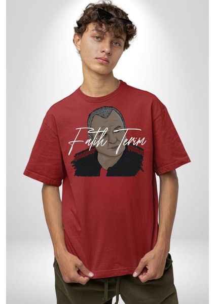 Imparator Grande Terim Kadın Erkek Ön Baskılı Kırmızı Pamuklu Tişört Penye Klasik fiyatları