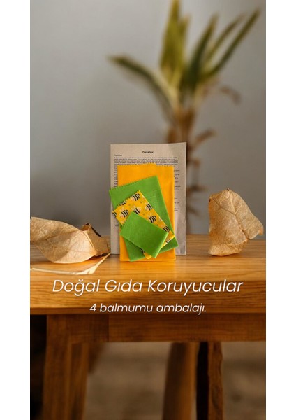 Tekrar Kullanılabilir Balmumu Gıda Saklama Bezi 4'lü Paket