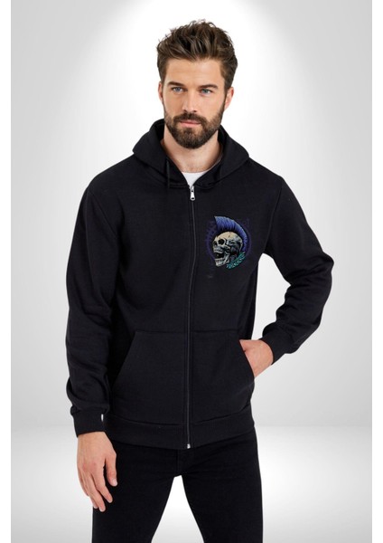 Kurukafa Çığlık Çivili Boyunluk Punk Kadın Erkek Baskılı Fermuarlı Kapüşonlu Hırka Sweatshirt fiyatları