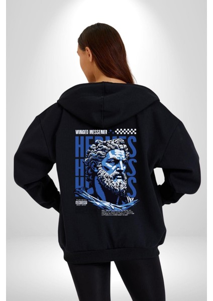 Yunan Tanrısı Yunan Efsanesi Kadın Erkek Baskılı Fermuarlı Kapüşonlu Hırka Sweatshirt modelleri