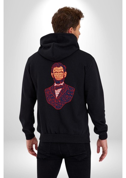 Abraham Lincoln Amerika Başkanı Kadın Erkek Baskılı Fermuarlı Kapüşonlu Hırka Sweatshirt indirimleri