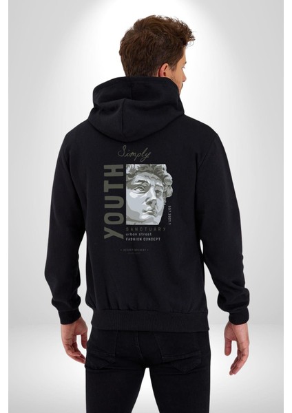 Genç Eski Çağ Antik Heykel Kadın Erkek Baskılı Fermuarlı Kapüşonlu Hırka Sweatshirt modelleri