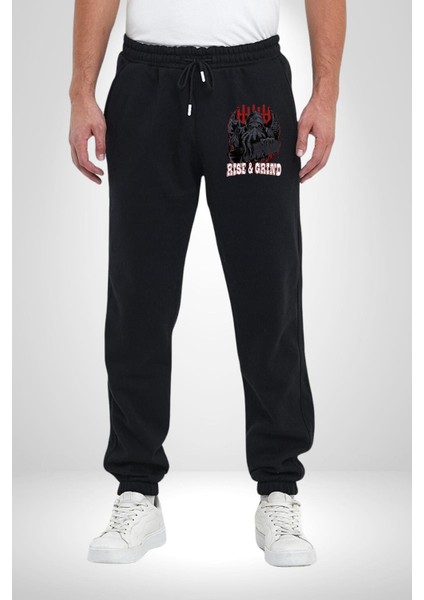 Sokak Tarzı Kraken Yüksel ve Eziyet Et Rahat Siyah Dijital Baskılı Kadın Erkek Eşofman Altı indirimleri