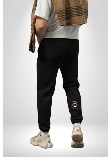 Kung Fu Ustası Savaşçı Panda Rahat Siyah Dijital Baskılı Kadın Erkek Eşofman Altı fiyatları