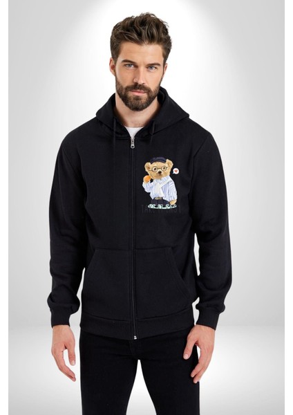 Boşver Oyuncak Tatlı Ayı Kadın Erkek Baskılı Fermuarlı Kapüşonlu Hırka Sweatshirt fırsatları